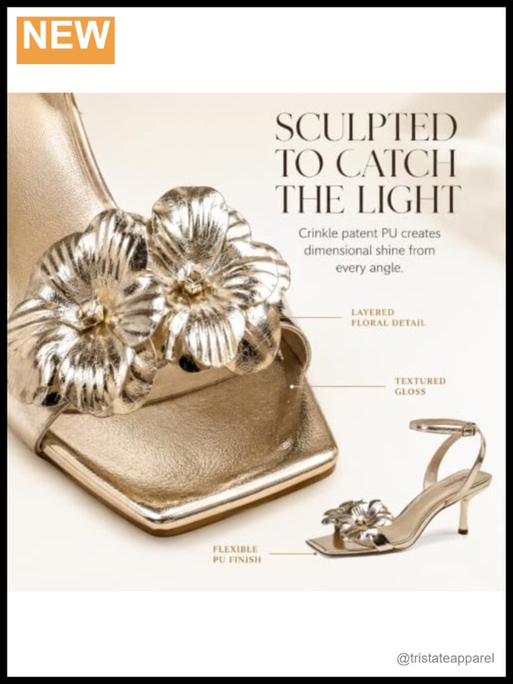 Floral Square Open Toe Kitten Heel Sandals with Ankle Strap for Wedding - Picture 2 of 6